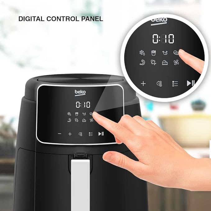 استمتع بطعام صحي مع air fryer beko سعة 4.7 لتر و1500 وات بشاشة LCD ومؤقت ذكي، مع توصيل سريع وضمان سنة | Beko Air Fryer 1500W.