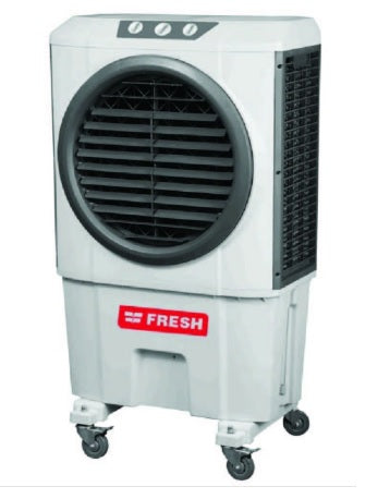Fresh 60L Air Cooler بتبريد 3D، 3 speeds، فلتر ضد البكتيريا، يغطي 45m²، تصميم عملي وضمان 2 سنة من Cairo Drop لتبريد مثالي بالصيف.