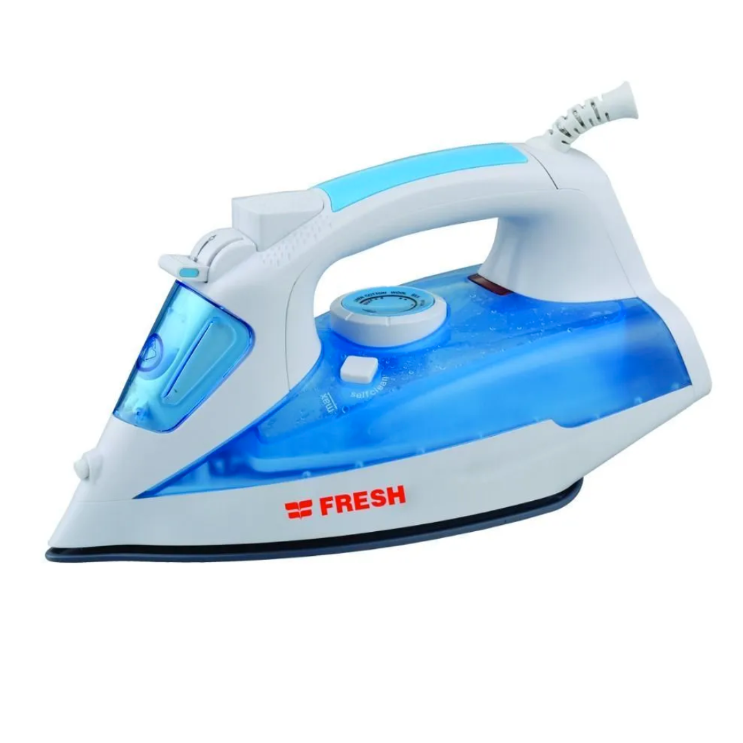 Fresh steam iron, blue and white