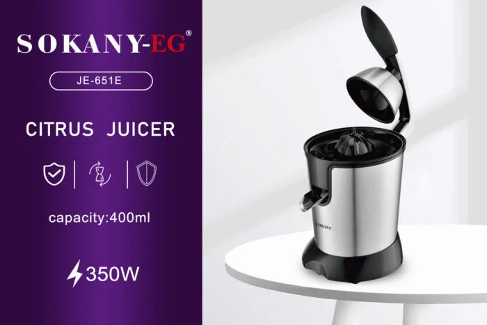 عصاره سوكانى 350 وات JE-651E عملية وسهلة الاستخدام بسعة 400 مل، Sokany Juicer 350W compact design 400ml capacity for daily use بسهولة