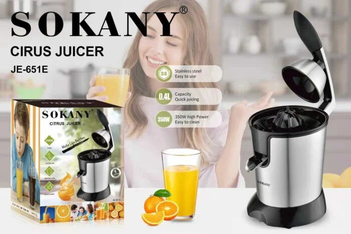 عصاره سوكانى 350 وات JE-651E عملية وسهلة الاستخدام بسعة 400 مل، Sokany Juicer 350W compact design 400ml capacity for daily use بسهولة