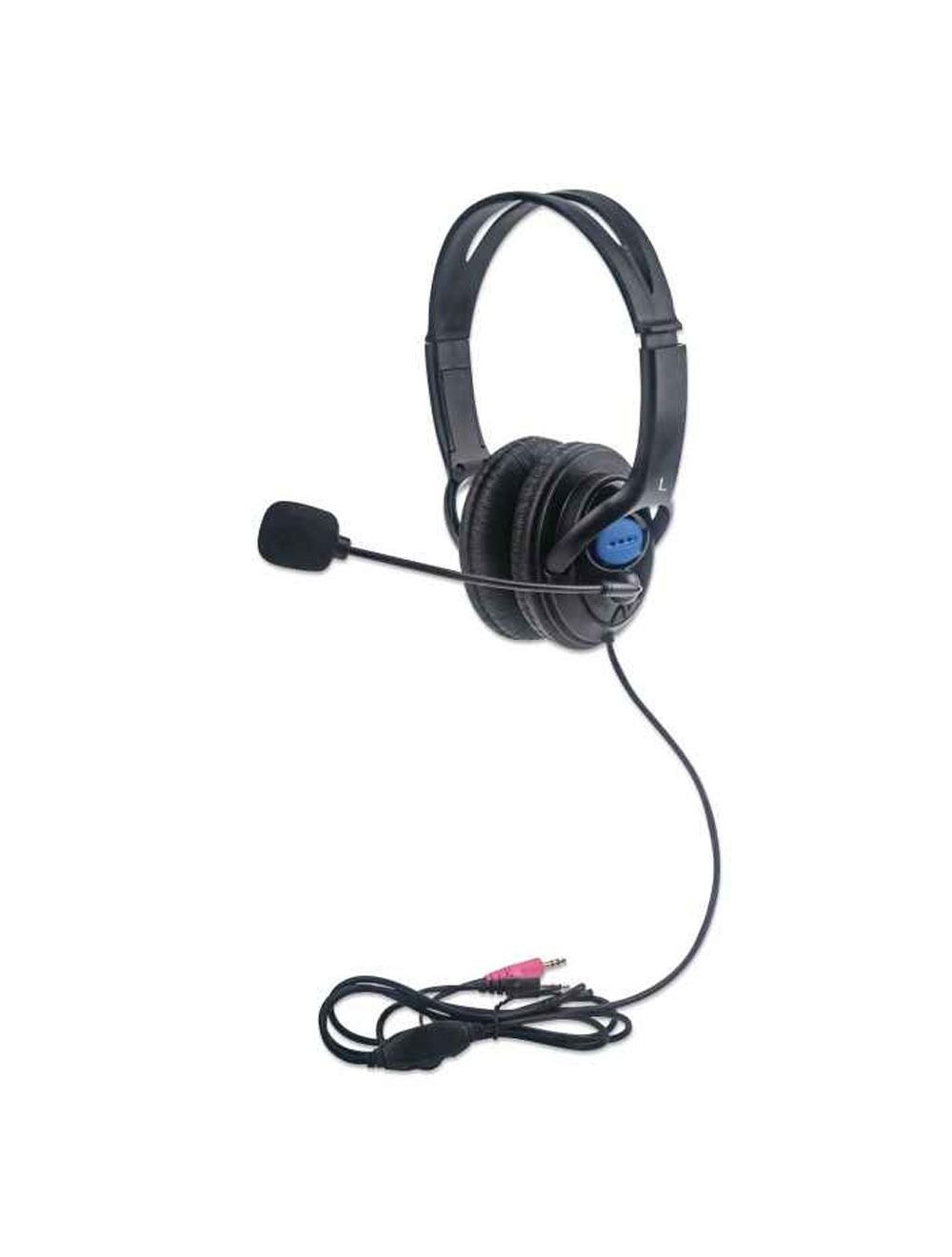 Manhattan 179317 Stereo Headset Lightweight On-ear Design - Black (HP387)