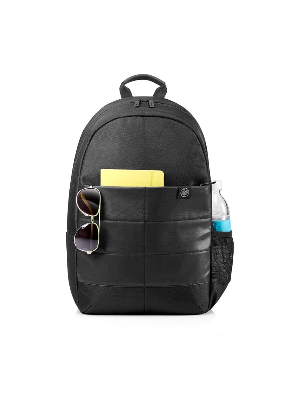 شنطة HP Classic 15.6 بوصة مقاومة للماء مع جيوب منظمة وحماية للابتوب والأغراض، مثالية للتنقل اليومي. HP Classic backpack for laptop protection.
