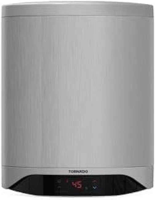 Tornado Electric Water Heater 40 Liters, Enamel, Digital, Silver: TEEE-40DS