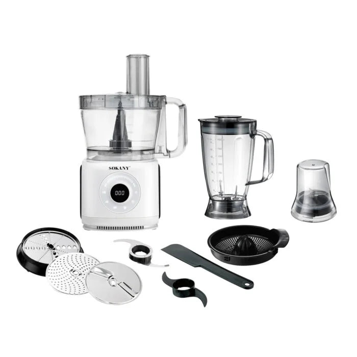 خلاط سوكاني 1200 وات 10 في 1 بقدرة 1200 وات وسعات متعددة وتحكم ديجيتال مع ضمان وتوصيل، Sokany 1200W blender set with grinder and chopper