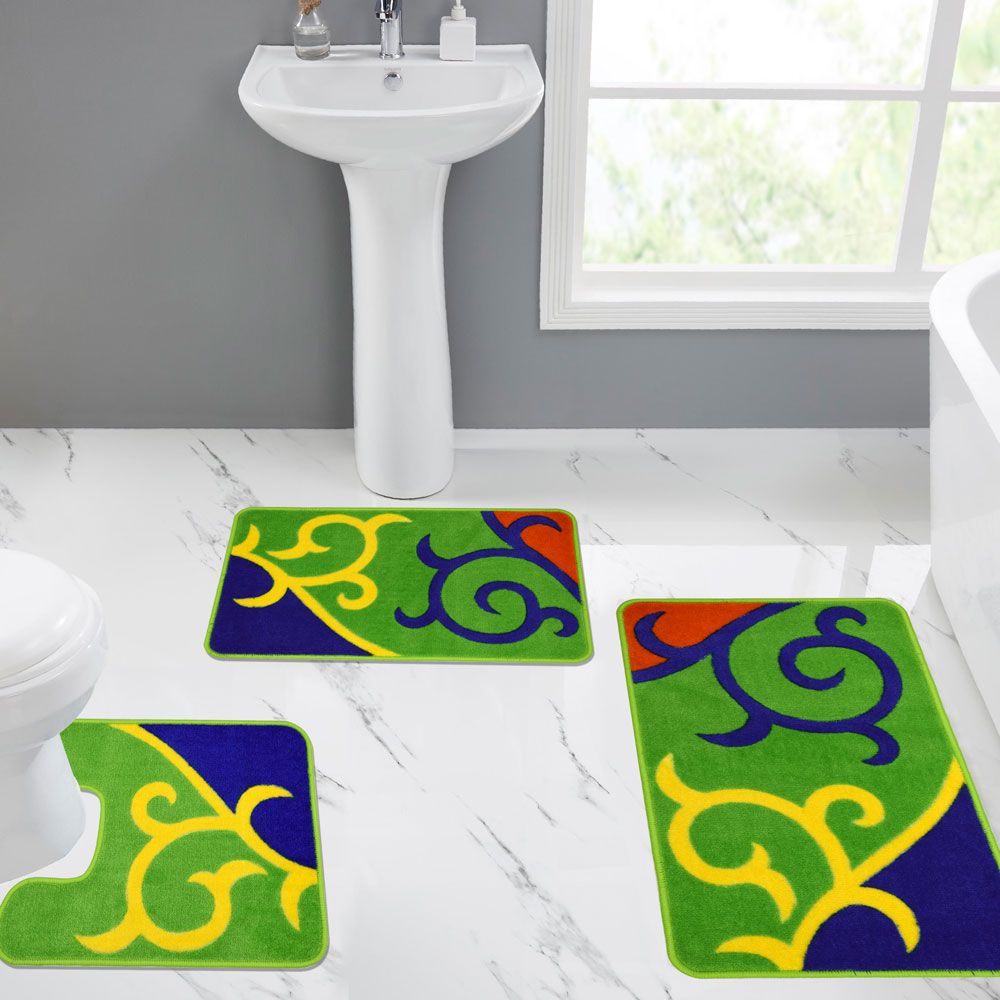 Bath mats Essna 3 pcs set (1)57x50+(2)50x80 سجاد اطقم حمام ماك كاربت النساجون الشرقيون طقم استا 3 قطع
