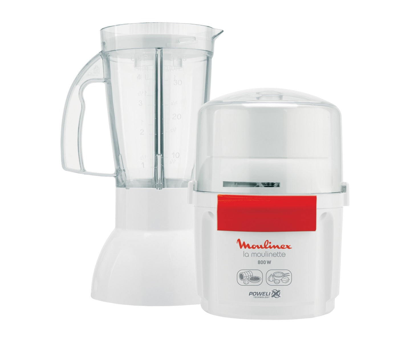 Moulinex blender and chopper, 800 watts, 1 liter capacity