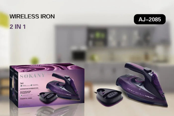 مكواه سوكاني 2400 وات بخار وسعة 300 ملي | SOKANY 2400W Steam Iron 300ml with ceramic soleplate for practical daily ironing