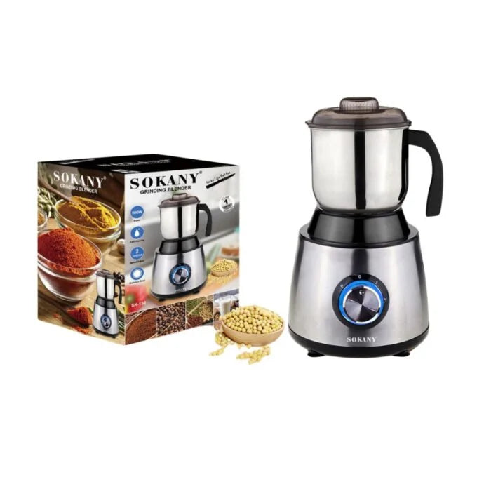 مطحنة سوكاني 500 وات استنالس ستيل 304 سعة 300 جرام بسرعتين مع ضمان وتوصيل داخل مصر - Sokany 500W grinder 300g stainless steel 304 with delivery and warranty