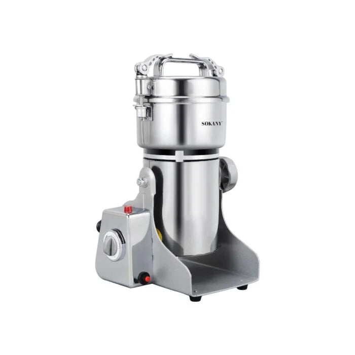 مطحنة سوكاني 2500 وات بسعة 500 جرام وشفرات ستانلس ستيل مع وظيفة مؤقت وقفل أمان - Sokany 2500W spice grinder 500g stainless steel with timer, safety lock, delivery and warranty