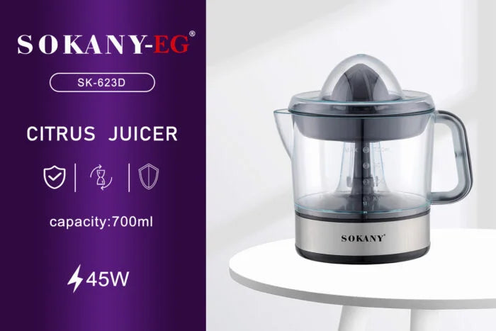عصاره سوكاني 45 وات سعة 700 ملي زجاج بيركس | SOKANY 45W Citrus Juicer 700ml with dual rotation for fresh juice