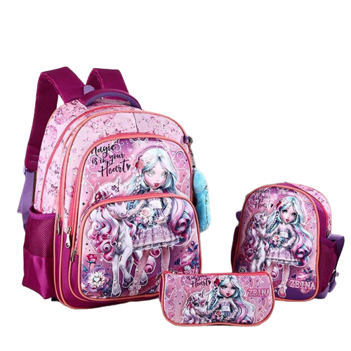 School bag 3M,3D, size 18,A set of 3 pieces, a lunch bag and a pencil case