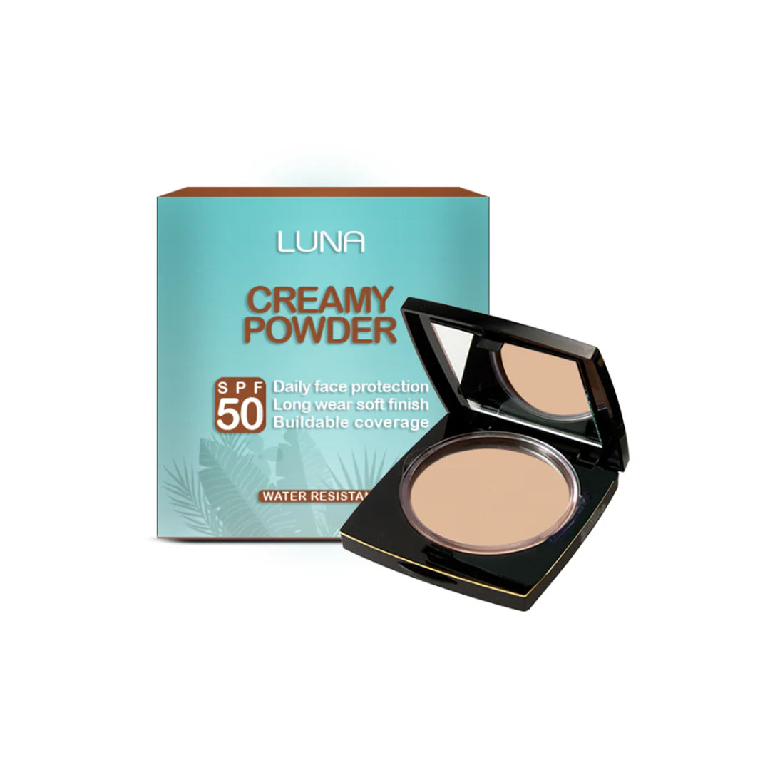 بودرة كريمية ثلاثية الأبعاد تمنح تغطية طبيعية وحماية من الشمس – 3D Creamy Powder with SPF 50 offers smooth, radiant, and protected skin all day.