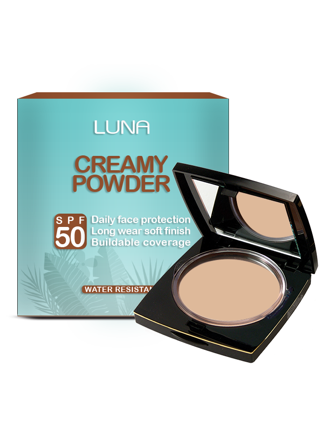 بودرة كريمية ثلاثية الأبعاد تمنح تغطية طبيعية وحماية من الشمس – 3D Creamy Powder with SPF 50 offers smooth, radiant, and protected skin all day.