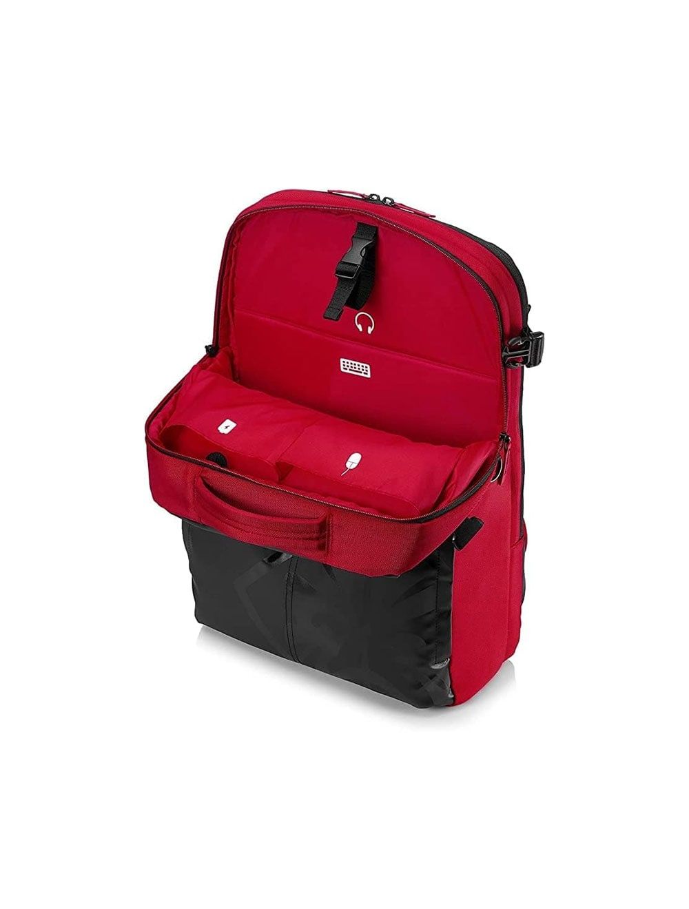 شنطة HP Omen Gaming 17.3" سوداء/حمراء بحماية مبطنة ومساحة واسعة لأجهزة الألعاب مع ضمان سنة – HP Omen Gaming backpack 17.3" black/red.