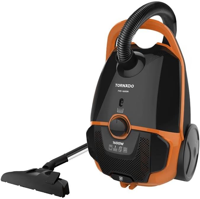 TORNADO Vacuum Cleaner 1600 Watt HEPA Filter Black x Orange TVC-1600MO