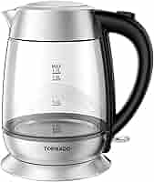 TORNADO Glass Kettle, 1.7 Liter, 1850-2200 Watt, Glass Transparent TKG-2217SB