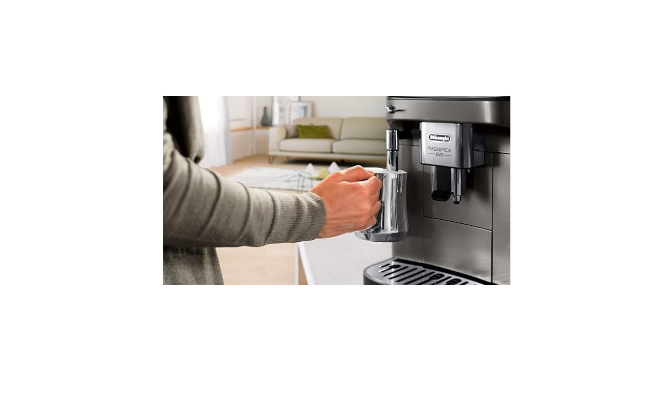 De'Longhi Magnifica Evo Fully Automatic Bean To Cup Coffee Machine With In Built Grinder, Soft Touch Button Cappuccino, Latte Macchiato, Espresso Coffee Maker, ECAM290.42.TB, Titanium & Black