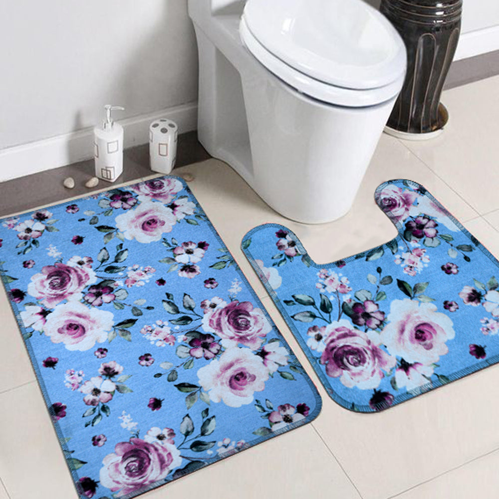 Carpet two-piece bathroom set, sizes: 45x50 cm + 50x80 cm.