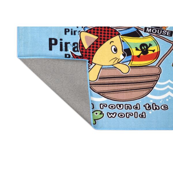 سجاد ساندي لغرف الأطفال 100×150 نايلون 100% بظهر مانع للانزلاق، تصميم سيارات وقطارات مبهج وآمن. | Kids rug 100x150, nylon, anti-slip backing, fun design.