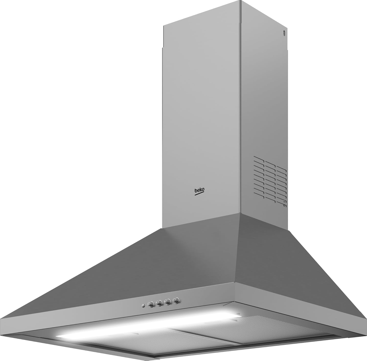 Beko CWB6441XN Pyramid Style Hood, 60cm, Stainless steel, Max.Extraction 390 m3/h, Motor power 150 watts, 3 speedssetting