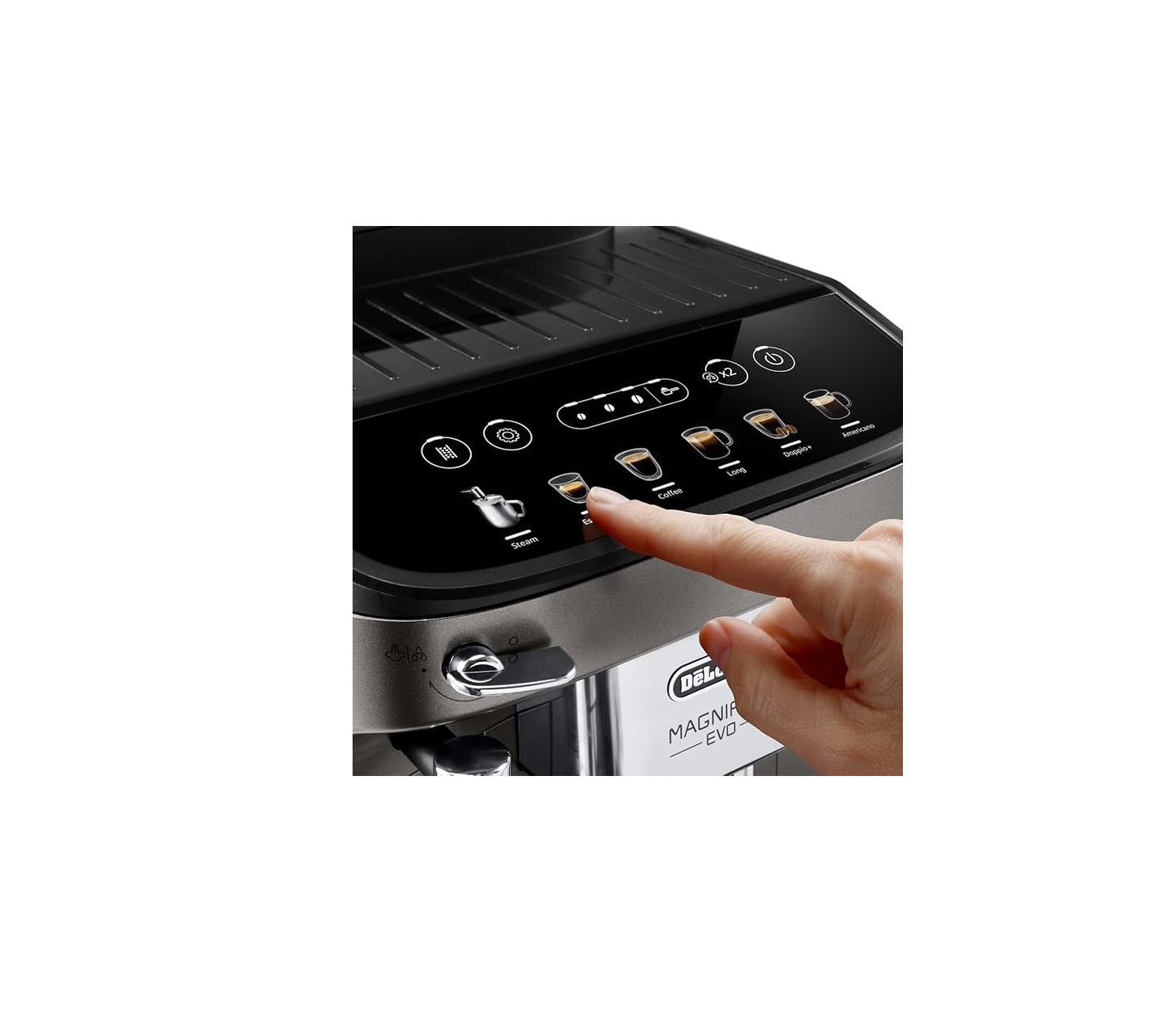 De'Longhi Magnifica Evo Fully Automatic Bean To Cup Coffee Machine With In Built Grinder, Soft Touch Button Cappuccino, Latte Macchiato, Espresso Coffee Maker, ECAM290.42.TB, Titanium & Black