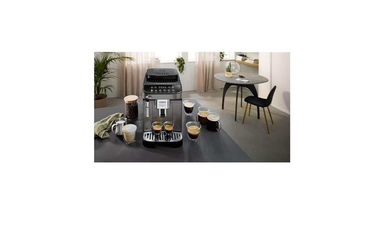 De'Longhi Magnifica Evo Fully Automatic Bean To Cup Coffee Machine With In Built Grinder, Soft Touch Button Cappuccino, Latte Macchiato, Espresso Coffee Maker, ECAM290.42.TB, Titanium & Black