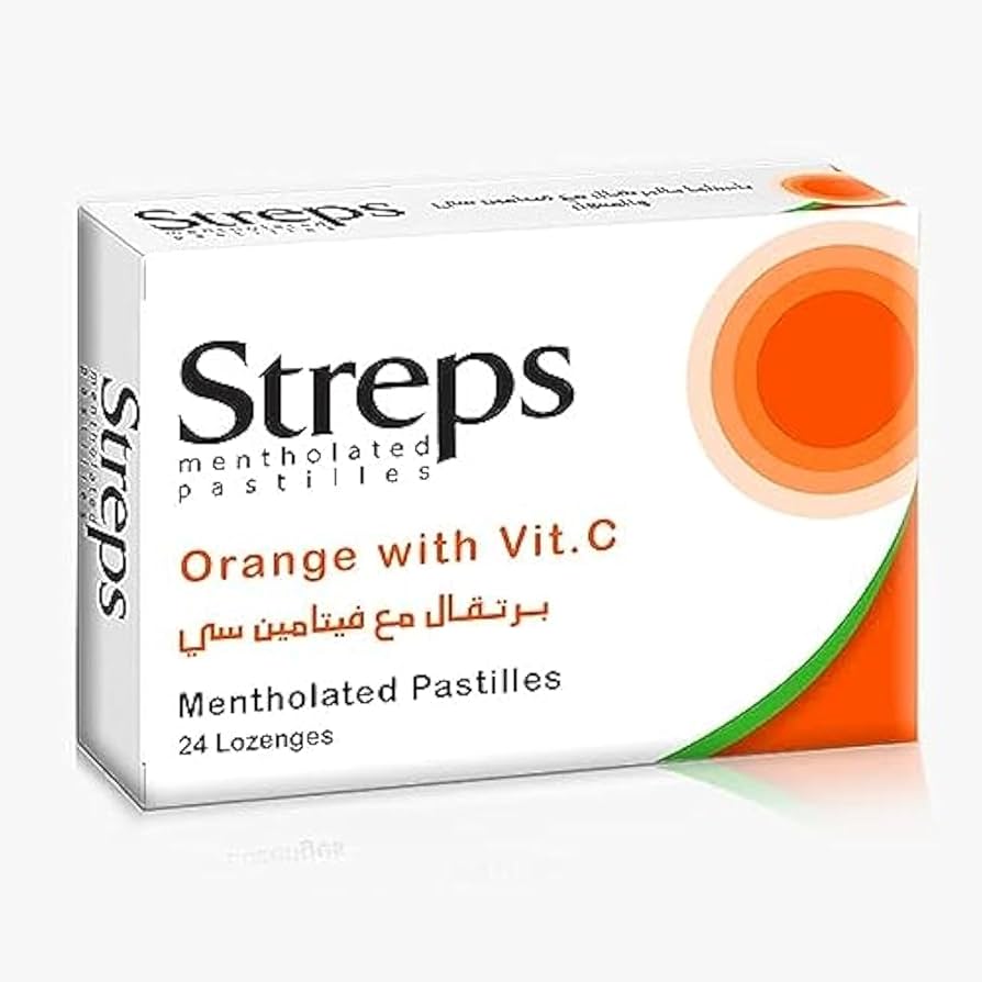 Streps Orange + Vitamin C ( Sugar Base ) Box 2 Strip