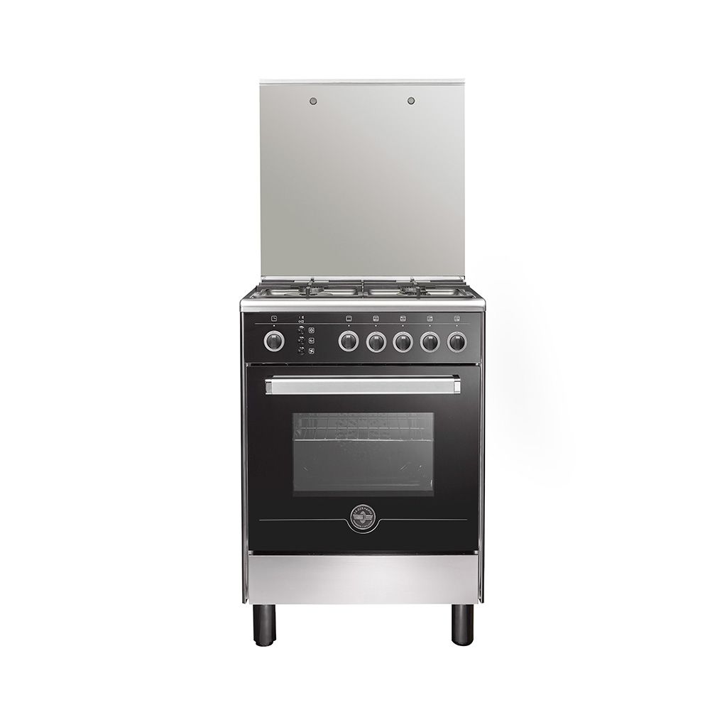 بوتاجاز لاجيرمانيا 60×60 استانلس × أسود مع ضمان 5 سنوات وتوصيل، La Germania 60x60 freestanding gas cooker 4 burners energy class A.