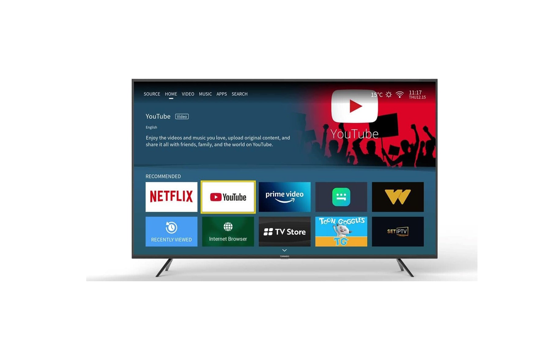 Tornado 4K Smart TV, 70 inches, DLED, supports Wi-Fi, 70US1500E