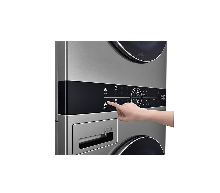 LG WashTower™, Washer 21 KG, Dryer 16 KG, Center Control, Turbo Wash, Remote Control, 6 Motion DD, AI DD™ / Smart Pairing™, TurboWash™, Dual Inverter HeatPump™ - FWT2116SS