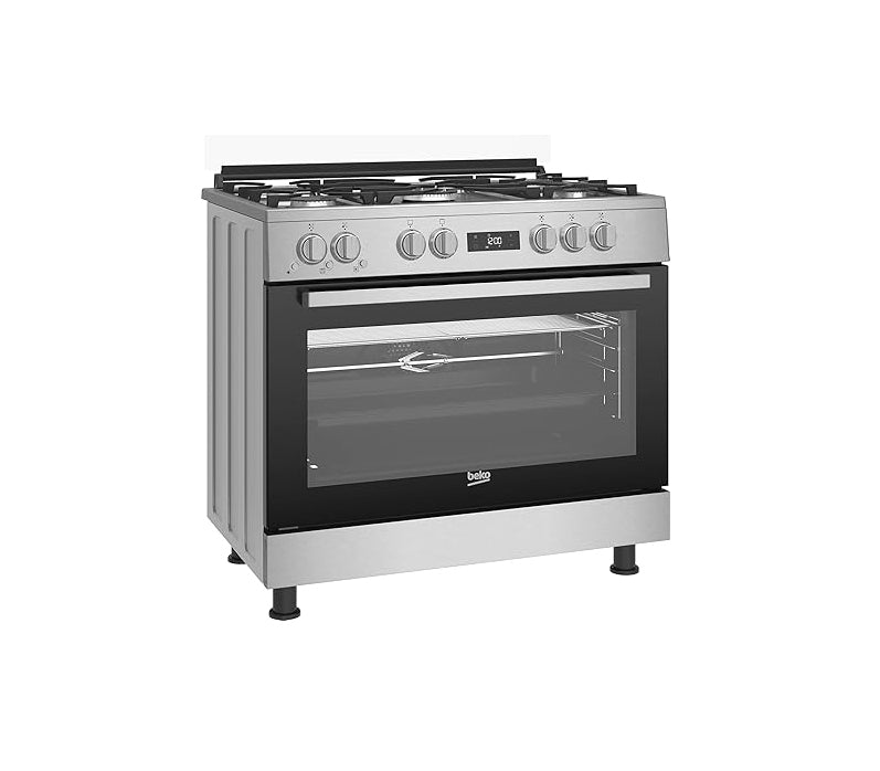 Beko 5 Burners - Full Safety - 90cm Stainless - 2 Cooking Fan - GGR 15325 FX NS