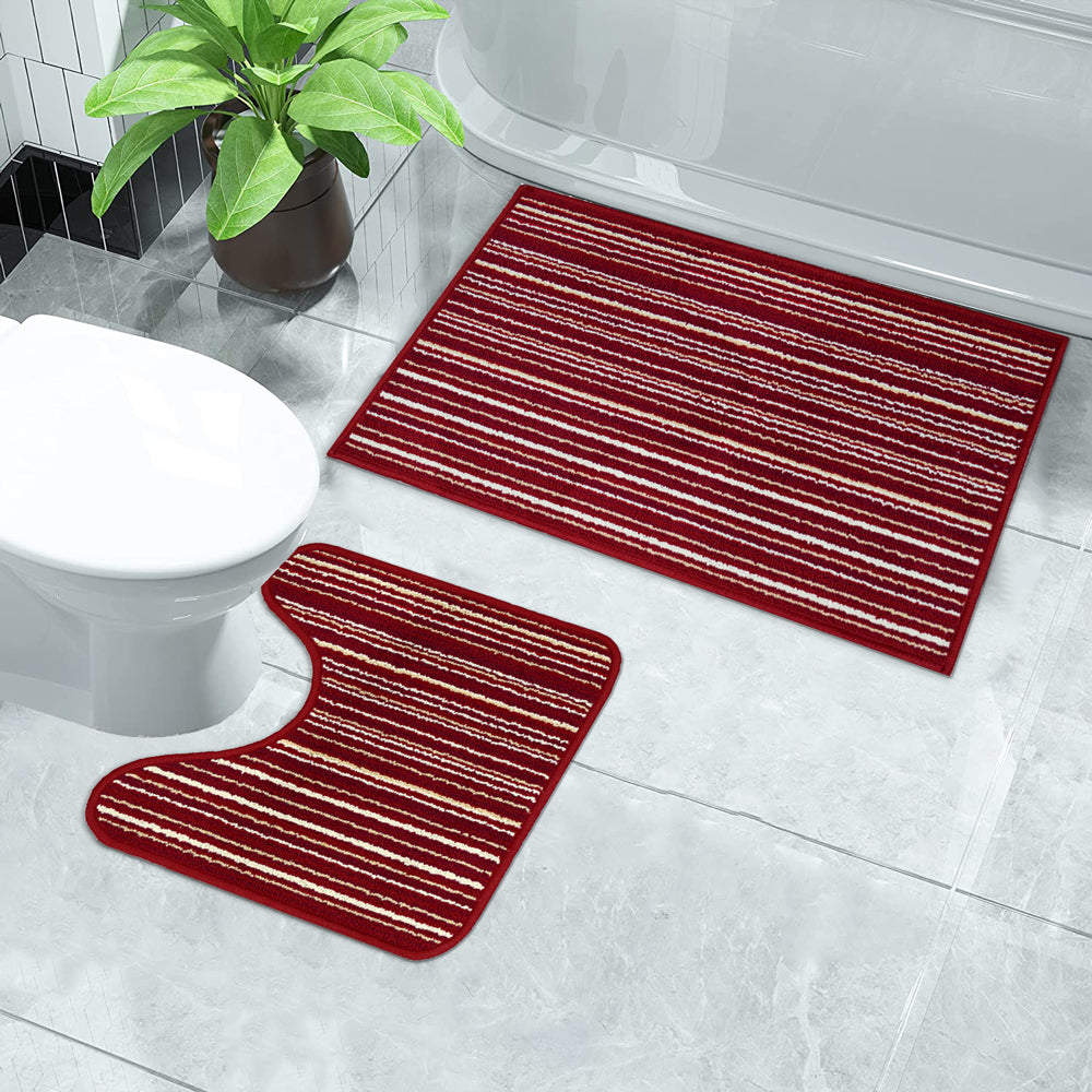 Sabha bathroom set of two pieces red, size: 75x44+45x44