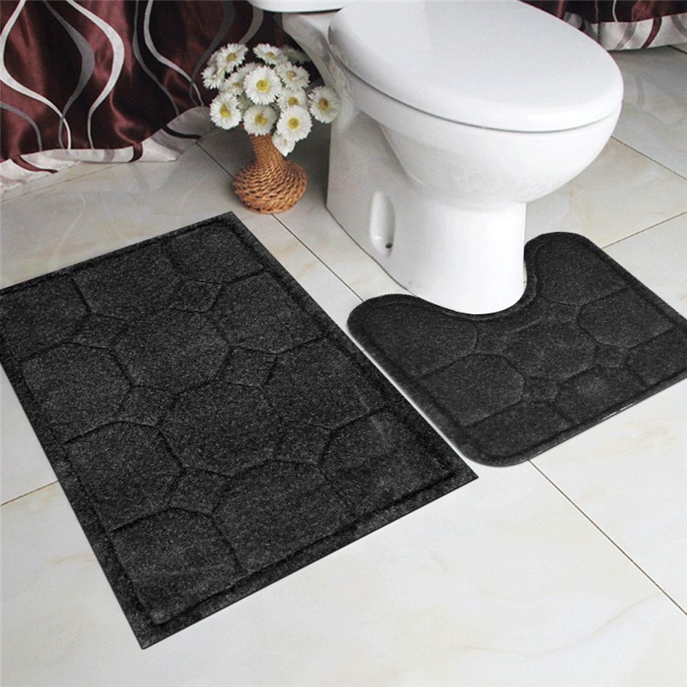 Nissan 3D Carved Bath set 3 Pieces size: (2)50x50+(1)50x80 سجاد اطقم حمام ماك كاربت النساجون الشرقيون 3 قطع اسود