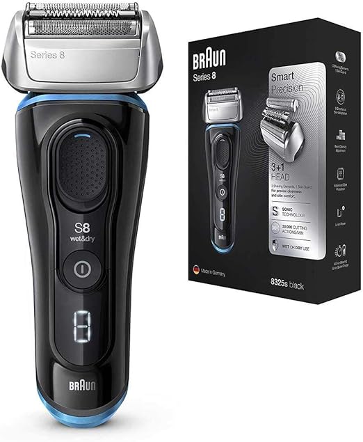 Braun Series 8 8325s Wet & Dry Shaver with Travel Case, Black/Blue