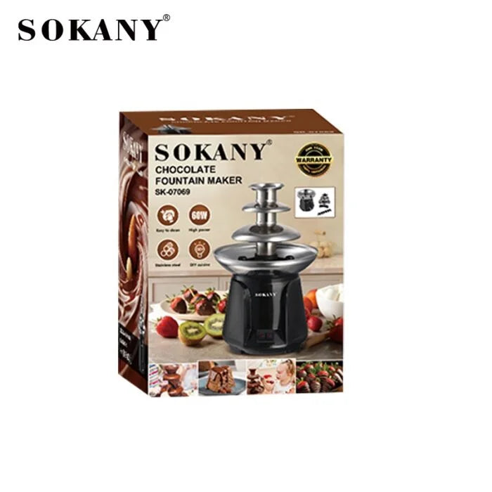 نافورة شوكولاته سوكانى 60 وات SK-07069 استانلس عملية، Sokany chocolate fountain 60W stainless steel for easy dessert serving at home