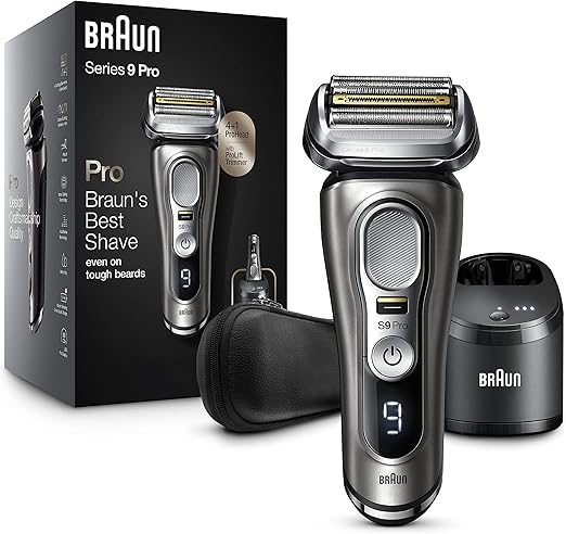 Braun Series 9 Pro 9465cc Wet & Dry Shaver With 5-in-1 SmartCare Center and Travel Case, Noble Metal