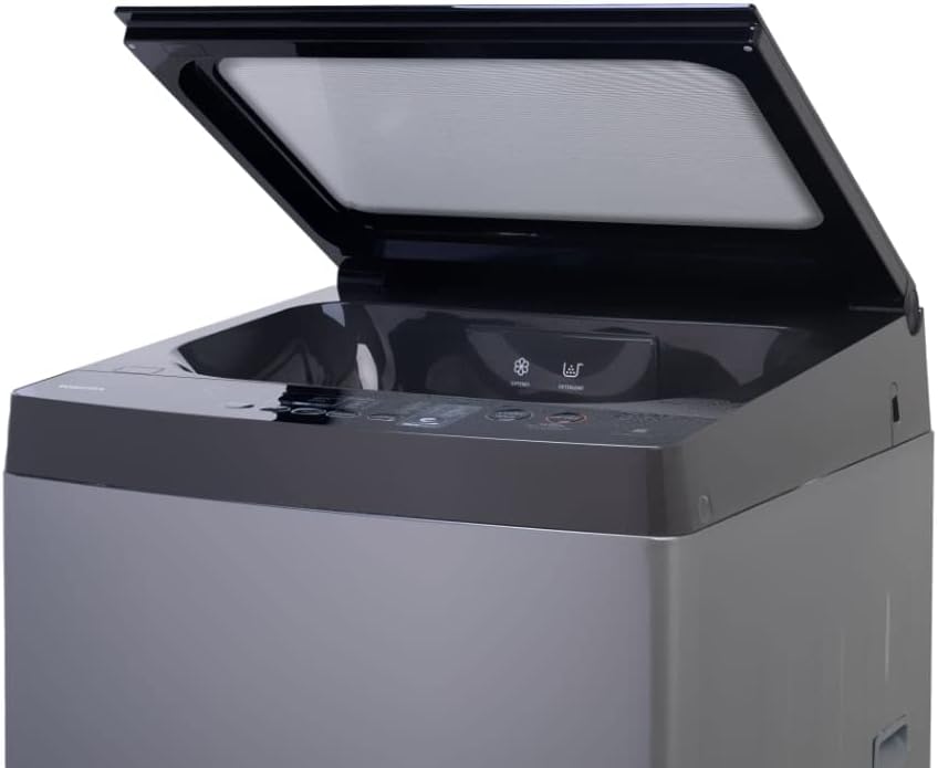 غسالة توشيبا فوق اتوماتيك 9 كيلو فضي بتقنية THE GREATWAVES وضمان 5 سنوات – Toshiba 9kg Top Load Washing Machine Silver with I-Clean Technology.