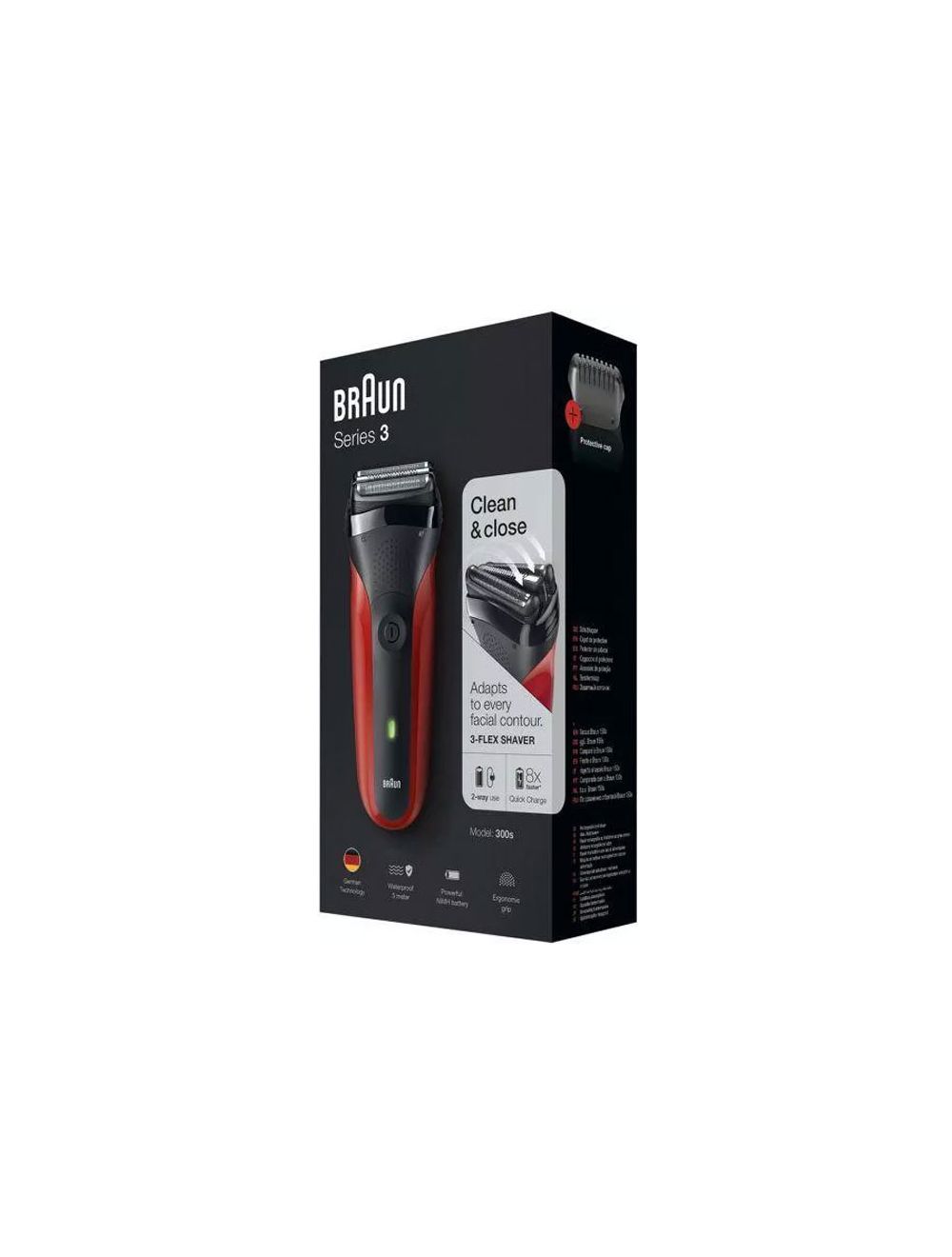 Braun 300S Electric Shaver - Black Red - 4210201163343