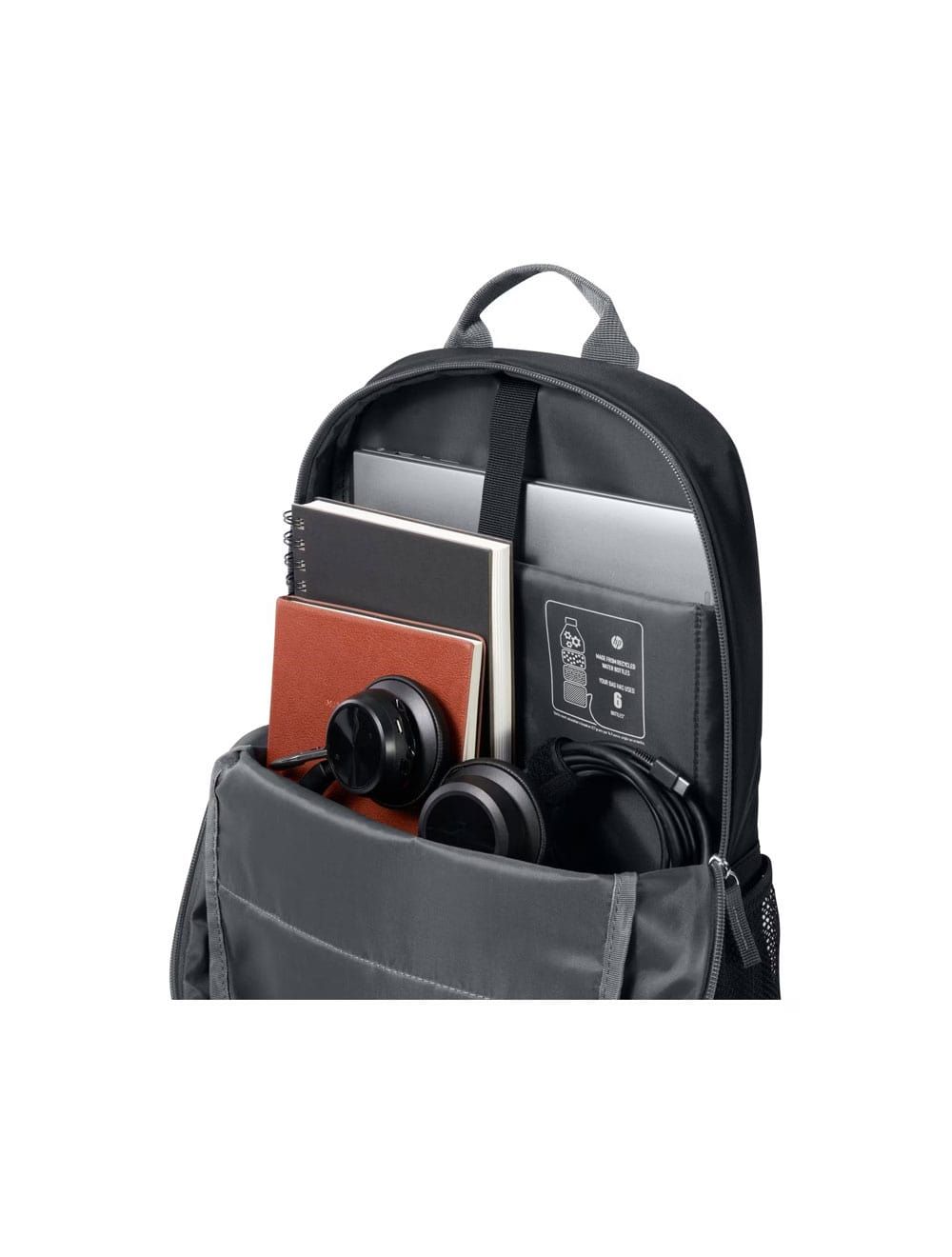 حقيبة backpack أتش بي رمادي 15.6 بوصة بحماية مبطنة وخفيفة الوزن، HP backpack 15.6 inch gray bag padded for laptop with stylish durable design.