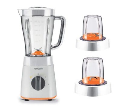 خلاط كينوود 500 وات سعة 2 لتر مع مطحنتين، سرعتين، لون أبيض، توصيل وضمان / Kenwood 500W blender 2L with 2 mills, durable design and easy daily use.