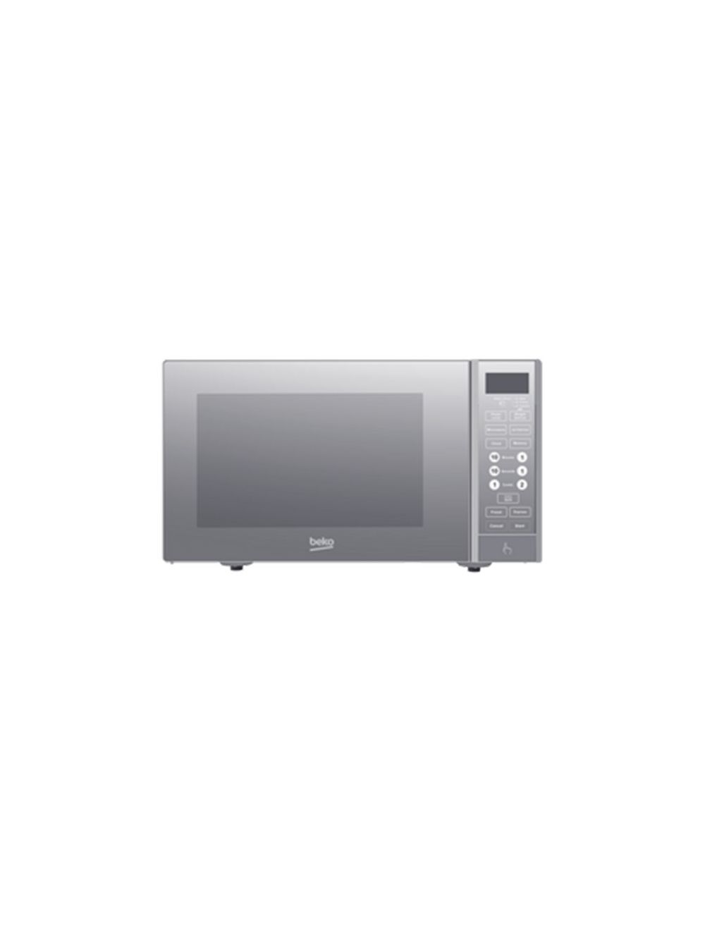 ميكروويف بيكو 23 لتر مع شواية 900 وات بتصميم فضي أنيق | Beko microwave 23L with 900W grill, stylish silver design for everyday cooking.