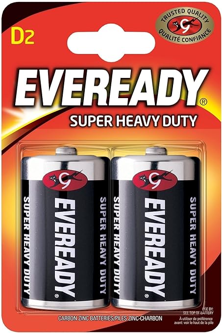 Eveready Super Heavy Duty Battery, Size D, Pack of 2 Blister Card