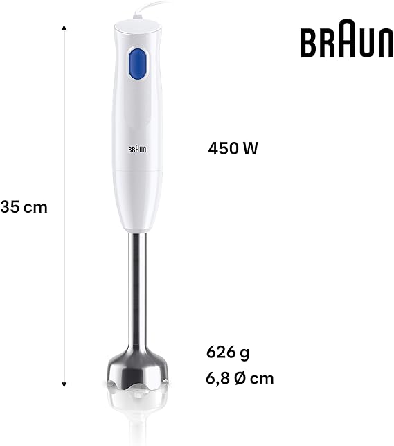 خلاط يدوي براون مالتي كويك 1 450 وات، ابيض-MQ10.201MWH