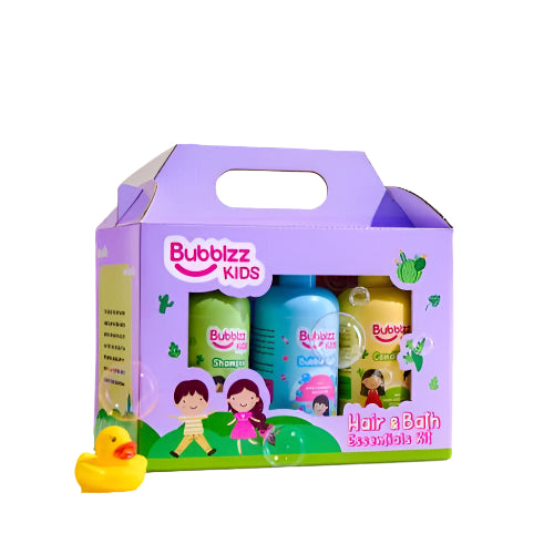 مجموعة العناية بالشعر من Bubblzz Kids بروتين طبيعي وآمن لتنظيف وترطيب وتصفيف شعر الأطفال Daily kids hair care set with natural ingredients