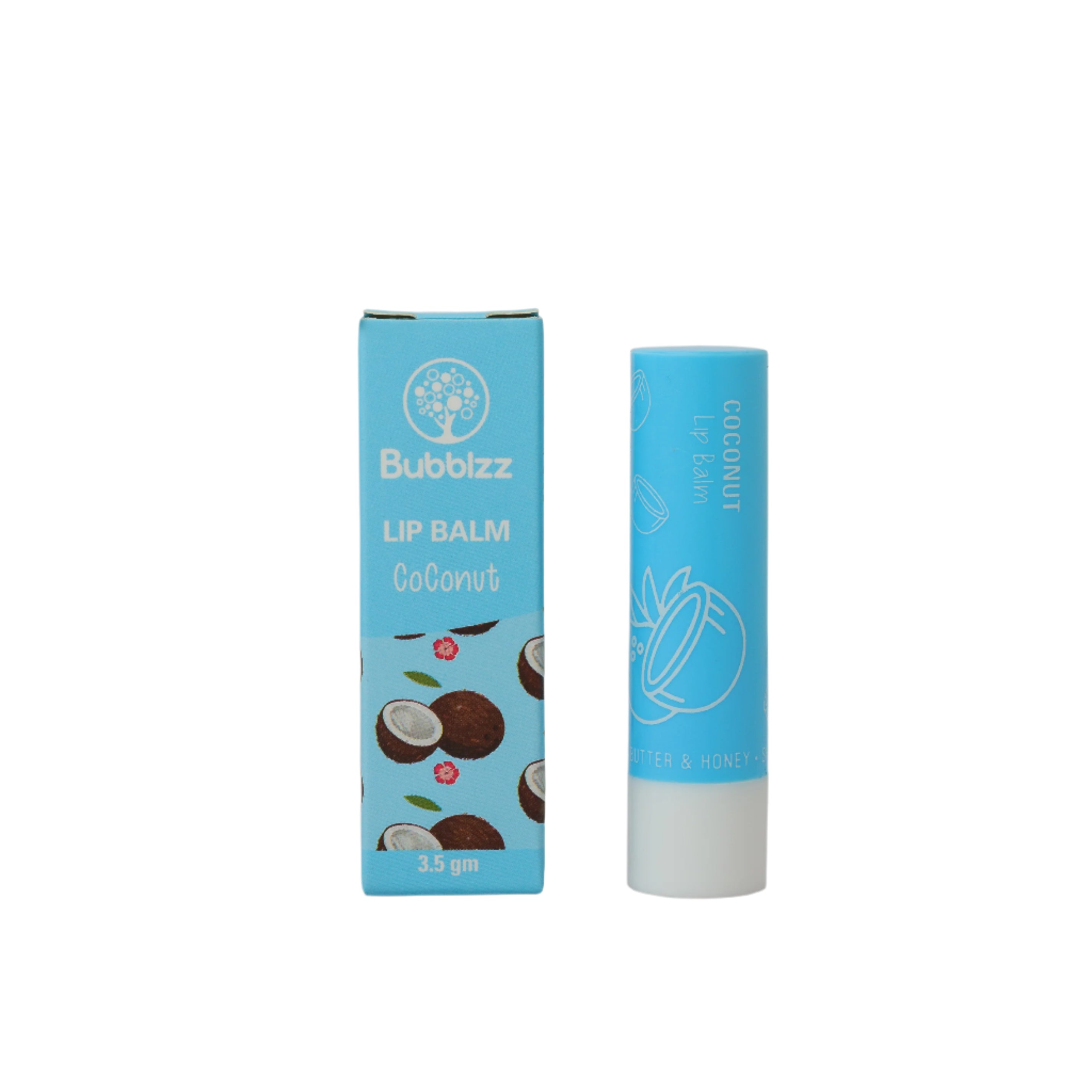 مرطب شفاه Bubblzz بجوز الهند بتركيبة طبيعية غنية بالزيوت لتغذية الشفاه بعمق ومنحها نعومة ولمعانًا يدومان طويلًا. | Bubblzz Lip Balm hydrates and nourishes lips all day.