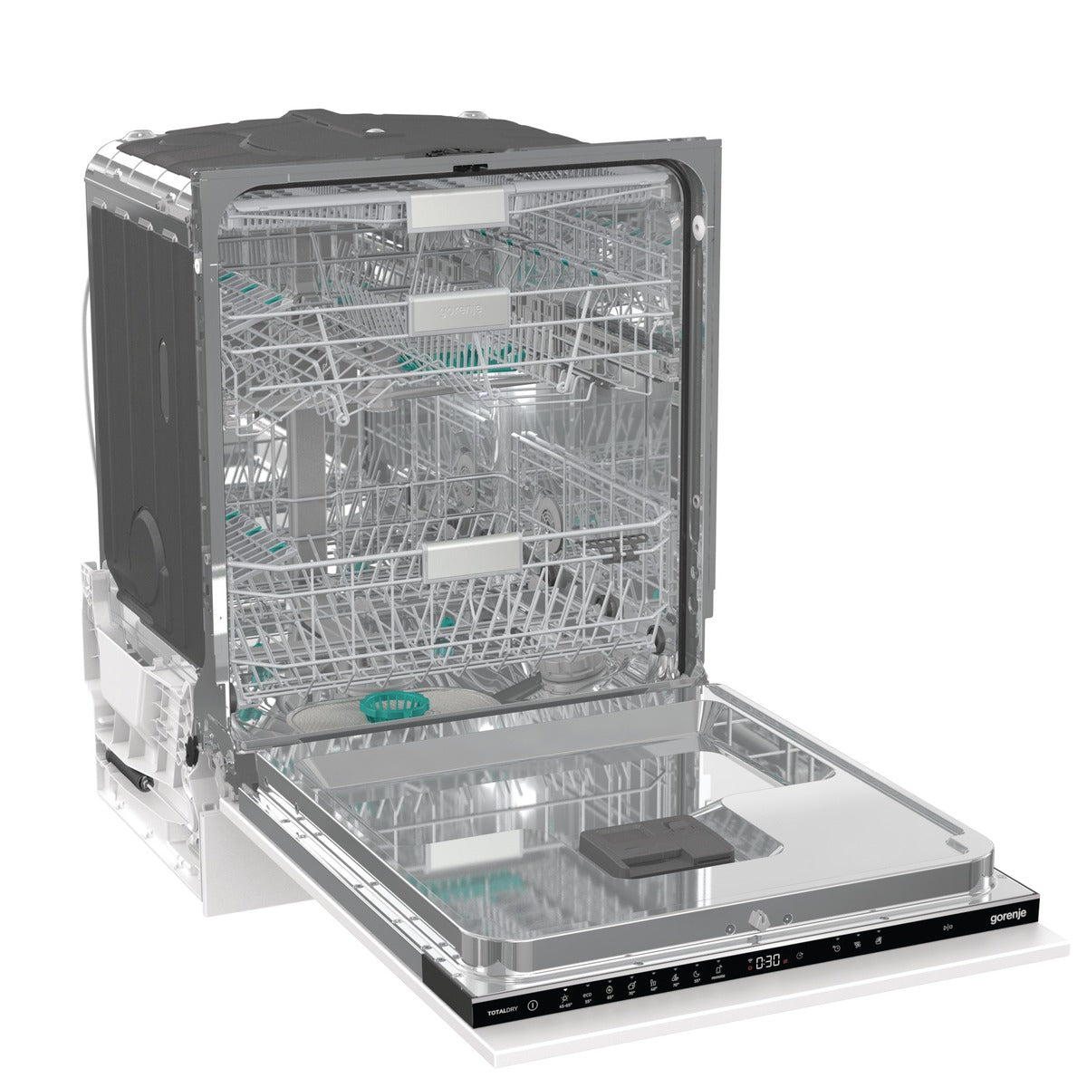 غسالة أطباق بلت-إن dishwasher بسعة 16 فرد و3 سلال، ماتور إنفرتر، أمان ضد التسريب وفتح باب تلقائي للتجفيف الكامل. Built-in dishwasher with inverter motor and auto door.