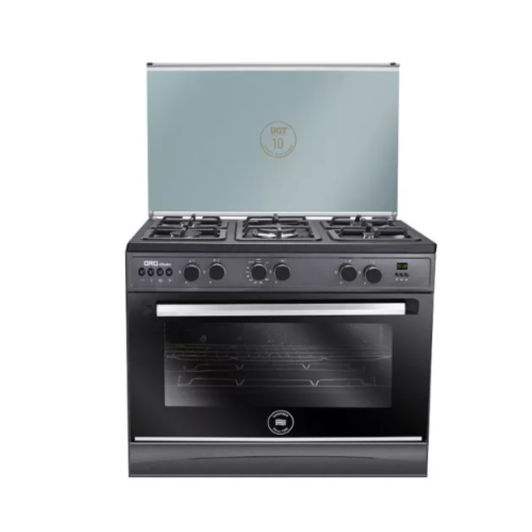 Unionaire gas stove, 5 burners, 90 cm, black inox surface, cast iron safety, C69bgmp2c511isf2wgu