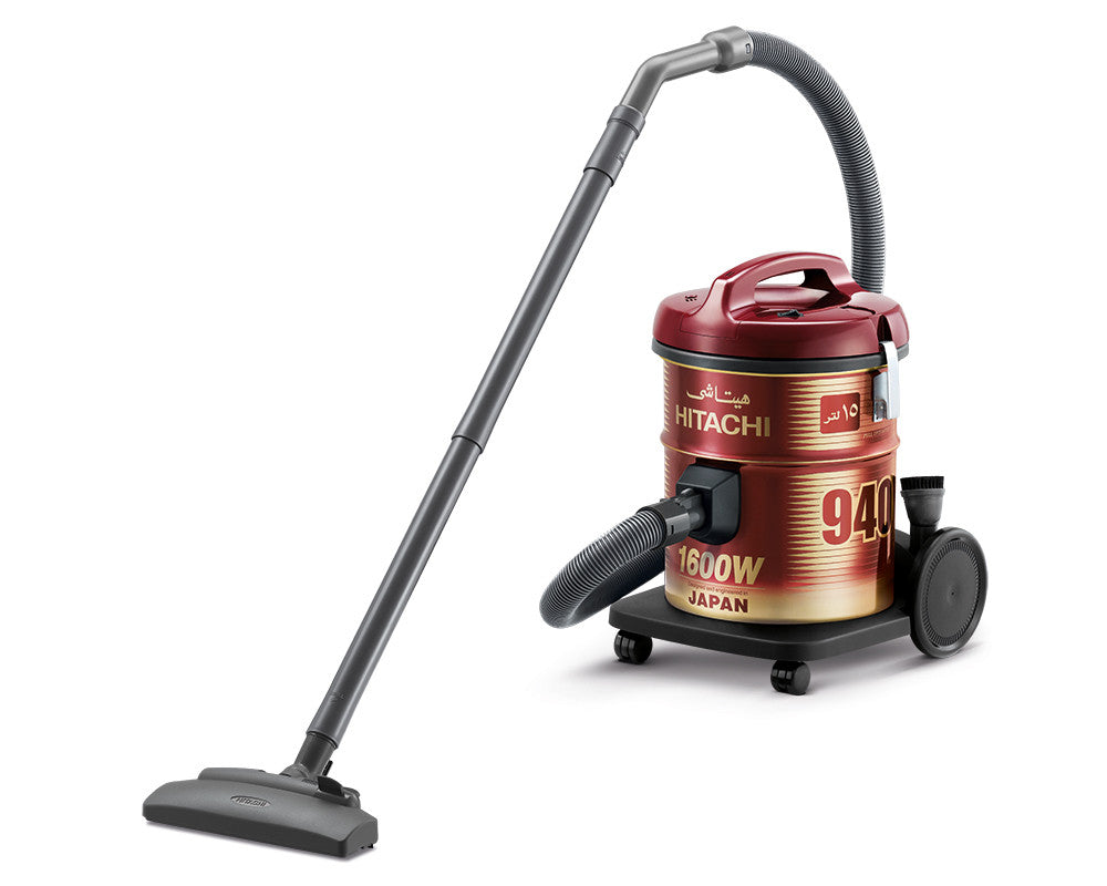 HITACHI Pail Can Vacuum Cleaner 1600 Watt Cloth Filter Red x Gold CV-940Y 220CE WR