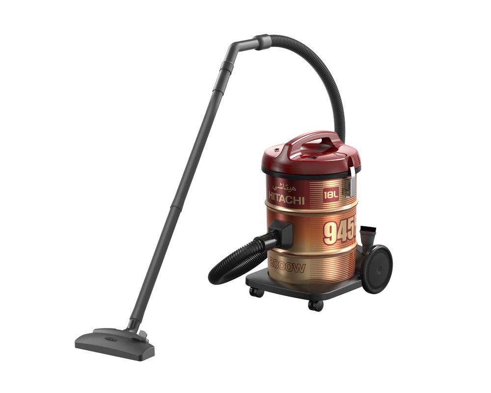 HITACHI Pail Can Vacuum Cleaner 2000 Watt Cloth Filter Red x Gold CV-945F 220CE WR